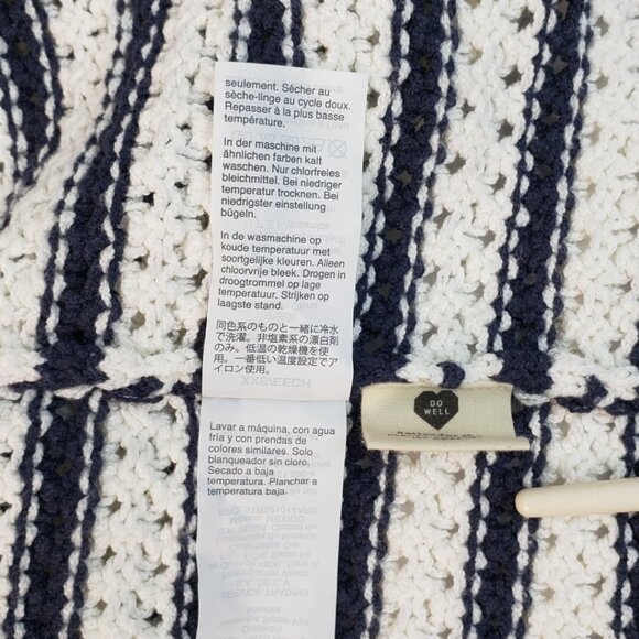 Madewell XXS Sweater Open Knit White/Deep Navy Blue Stripes Women XXSmall - Picture 11 of 13